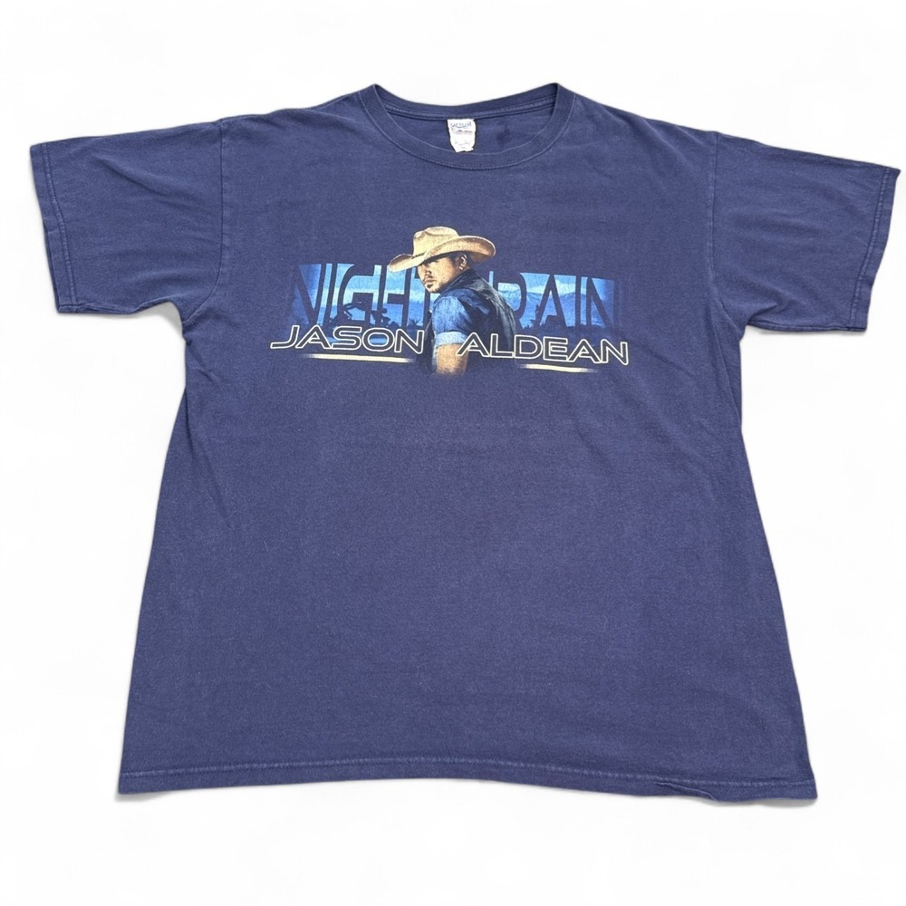 Jason Aldean Cocnert Tour T‎ Shirt Adult Size Large Faded Blue Country VTG Style